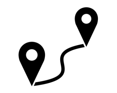 Curved line connecting two location pins