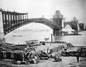 Eads Bridge, courtesy of McGill University Eads Bridge under construction