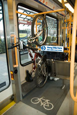 TriMet's Max light rail bike hook. Photo of Max light rail bike hook, courtesy of TriMet's website.