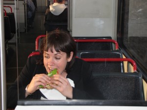 Hey, no eating on the train!