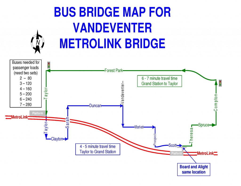Vandenventer Bus Bridge Route Map
