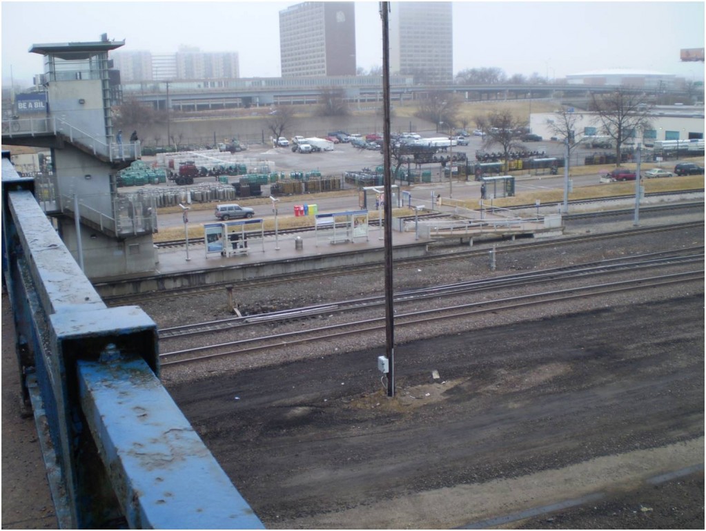 Grand MetroLink Station, as seen from the current bridge.