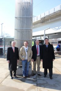 Left to right: Bi-State Development Agency President & CEO John Nations, Artist Ben Fehrmann, Arts in Transit Director David Allen, and Arts in Transit Advisory Council Chairman Tim Boyle