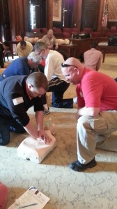 Firefighter/EMT Terry Bowman (right) has taught CPR/first-aid training for about four years.