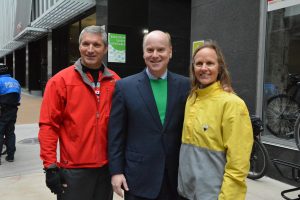 Greg Horn, MoDOT district engineer for the St. Louis region, John Nations, president and CEO of the Bi-State Development Agency/Metro, Ann Mack, CEO of Trailnet