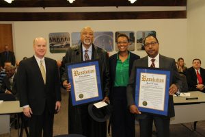 Bi-State Development Agency President and CEO John Nations, Commissioner Fonzy Coleman, Vice Chair Constance Gully, Commissioner Kevin Cahill