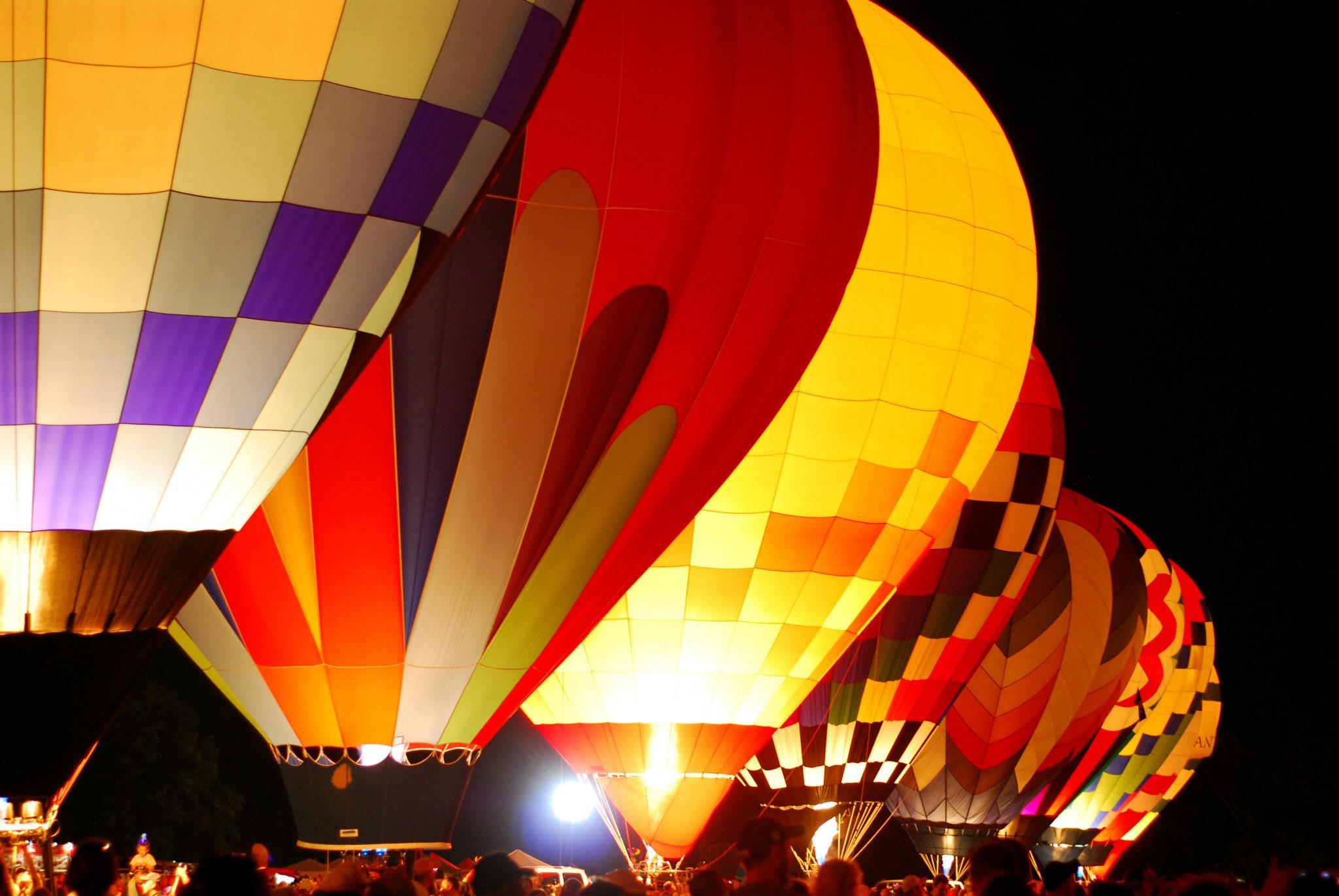 A hot air balloon at night in Forest Park
