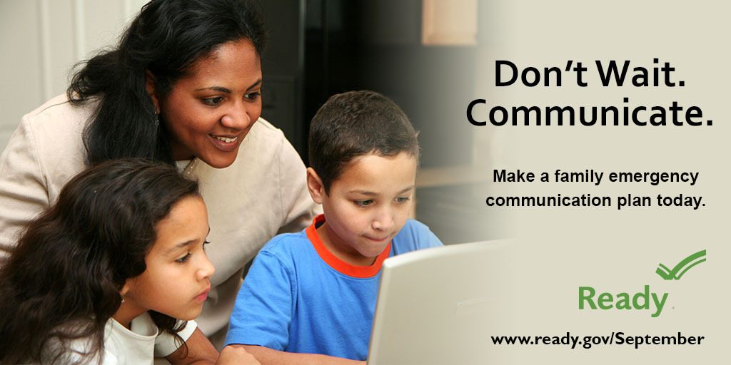 Graphic: National Preparedness Month. Don't Wait. Communicate.
