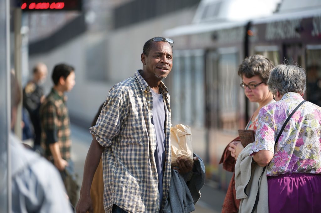 man walking to MetroLink