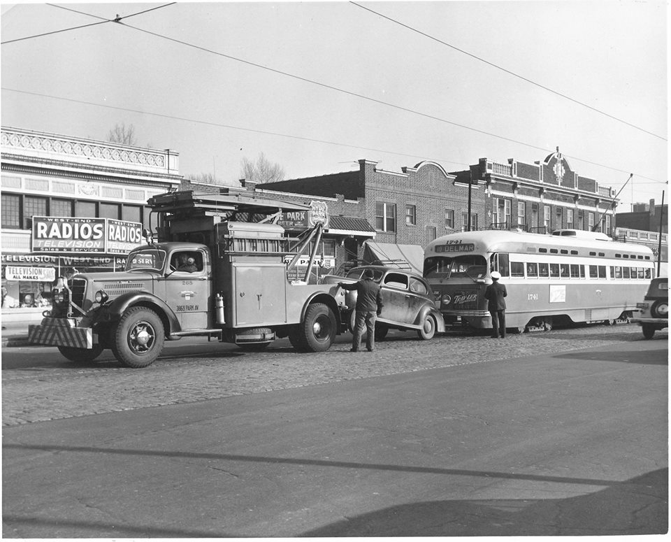 Vintage Photo of St. Louis Street Car and Tow Truck