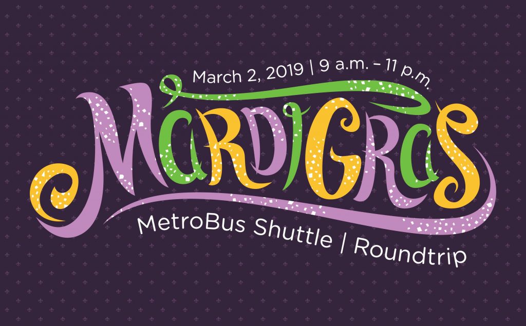 Mardi Gras graphic in purple