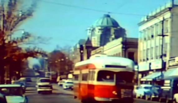 St. Louis City Street with Streetcar