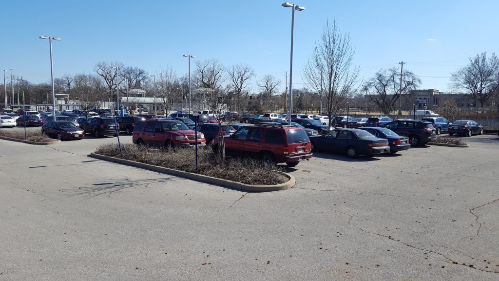 Park-Ride lot at the Forest Park-DeBaliviere Transit Center