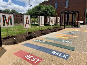 Image showing the hopscotch area at the new Maplewood bus stop