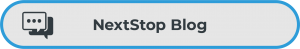 Gray button with blue outline, with chat bubble icons and the words "NextStop Blog"