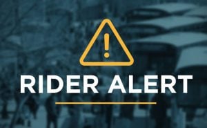 Graphic with the text Rider Alert.