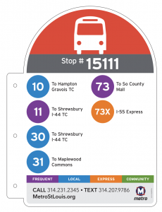 Example of the new bus stop sign, using stop #1511 as the example