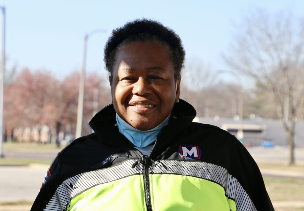 Photo of Transit Security Specialist Kathy out on the system