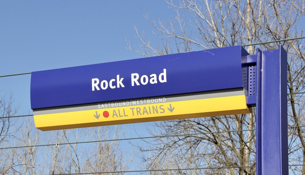 Sign at Rock Road Transit Center