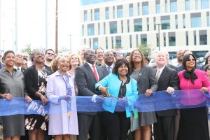 Ribbon cutting at the grand opening of the Cortex MetroLink Station.