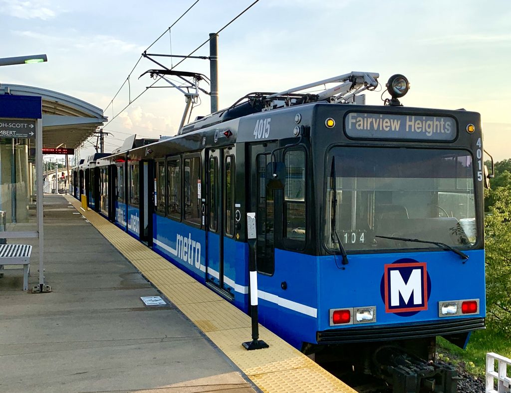 MetroLink train waiting at the Shrewsbury MetroLink Station