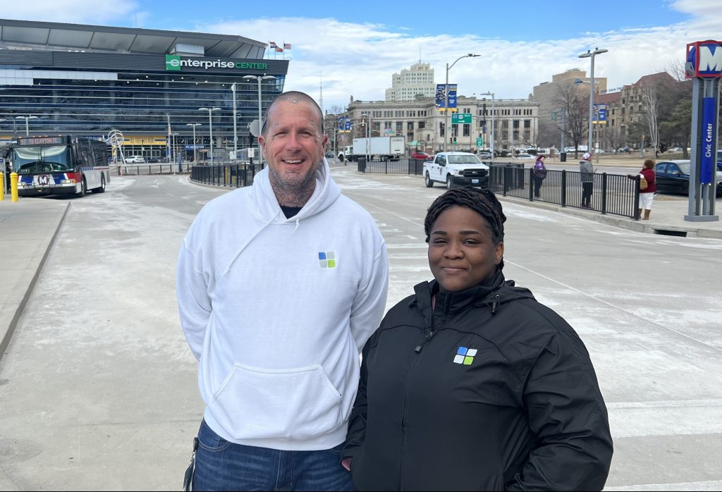 The Chestnut Health Team standing at Civic Center Transit Center