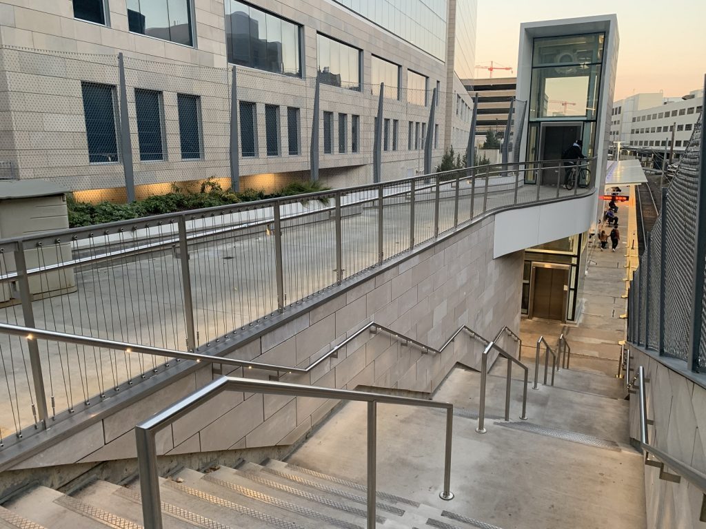 Photo of elevator and staircase at Central West End MetroLink Station