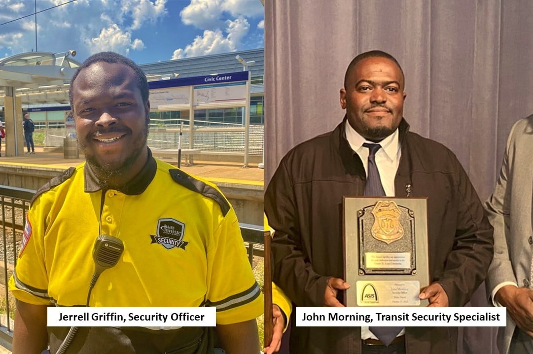 Photos of Jerrell Griffin and John Morning, who received awards for their security work