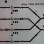 A switchboard depicting rail traffic