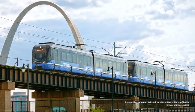 Concept image of what replacement light rail MetroLink vehicles could look like