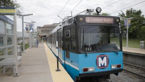 Red line MetroLink train