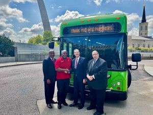 Metro Transit Chief Operating Officer Charles Stewart, ATU Local 788 President Reginald Howard, BSD President & CEO Taulby Roach, BSD Board Chair Herb Simmons