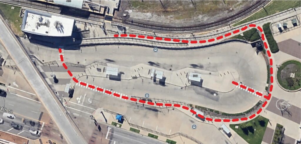 Map showing temporary detours for customers to follow during construction at Civic Center
