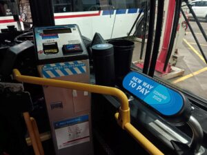 Photo of new validator inside bus near farebox