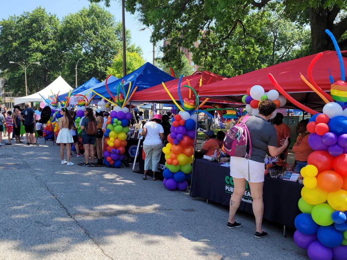 A row of vendors at St. Louis Pride Fest